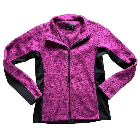 Marc New York Fuchsia Purple Black Heathered Full Zip Up Jacket Women's size M - Picture 1 of 8